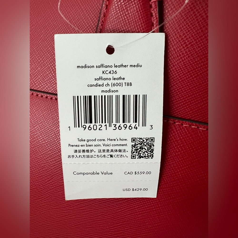 NWT!! Kate Spade MADISON Saffiano Leather Medium Satchel - Candied Cherry Red - Picture 3 of 11